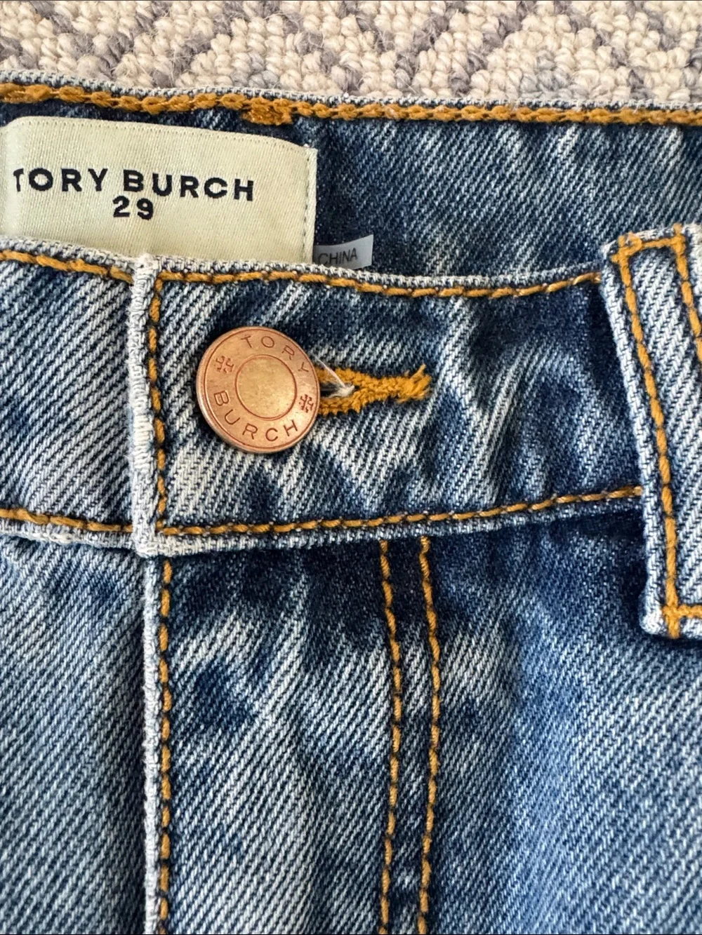 Tory Burch Straight-Leg Women's Jeans in Medium Blue Denim